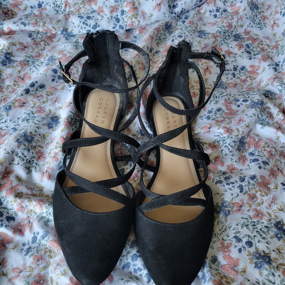 Lauren Conrad strappy pointed toe flats